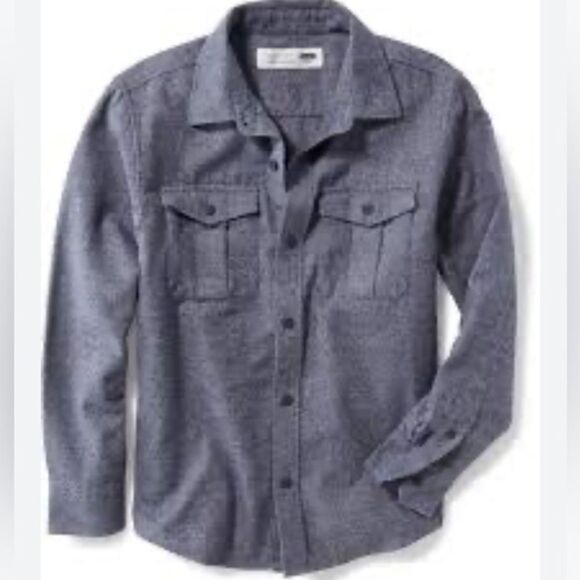 Old Navy Blue brushed Twill boys size Large 10-12 Button Down Collared Shirt - Picture 1 of 4